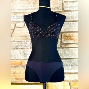 Stella McCartney Swimwear Set: Logo Bikini Top & Sheer-backed Bottoms; Size Sm